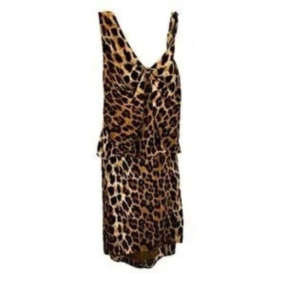 Women's Leopard‎ Print Sexy Cut Out Open Back Mini Dress